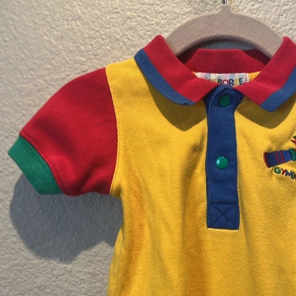 Gymboree Vintage Primary Colorblock Hammer Romper Size Newborn 90’s